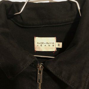 Alice + Olivia Black Denim Flare Jumpsuit